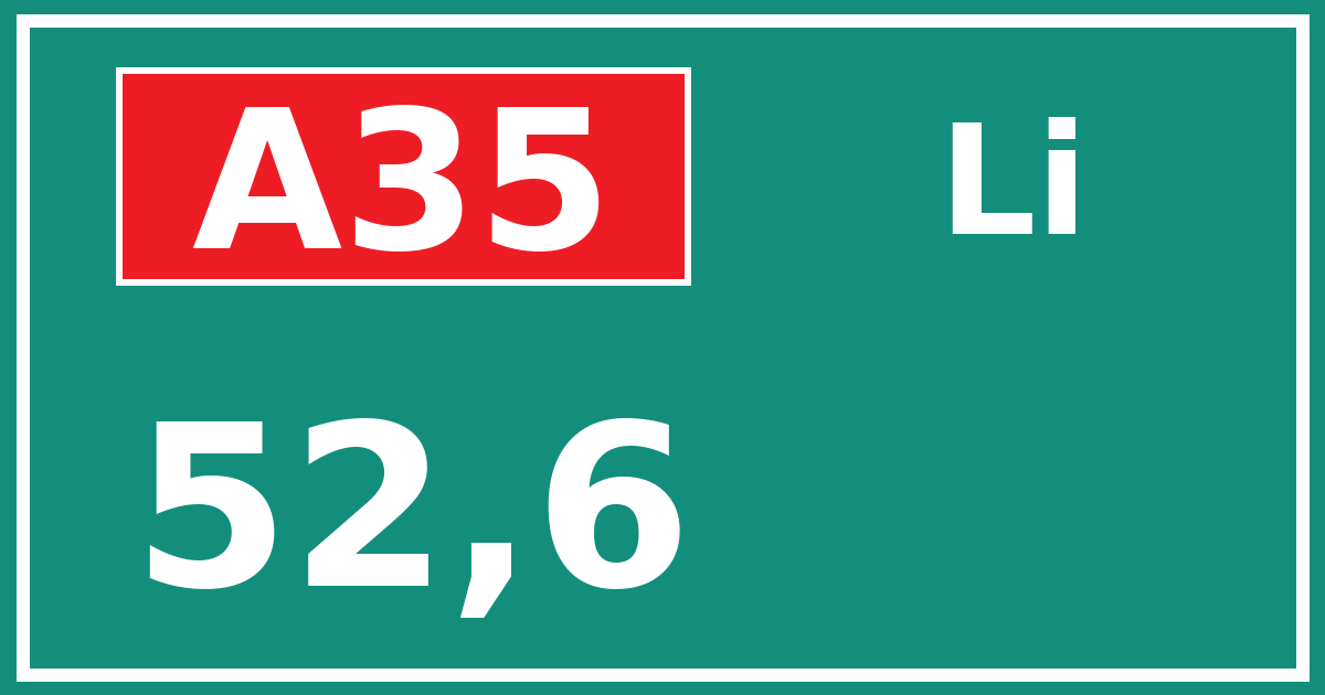 Hectometerbord A35 52,6 zijde Li