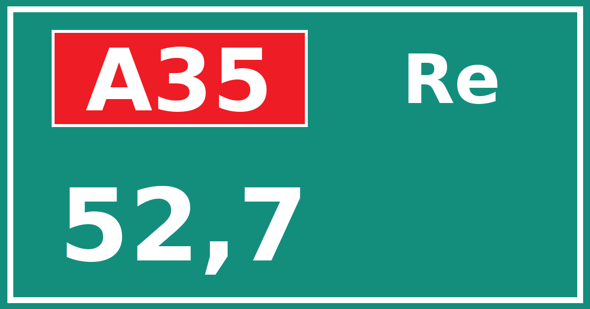 Hectometerbord A35 52,7 zijde Re
