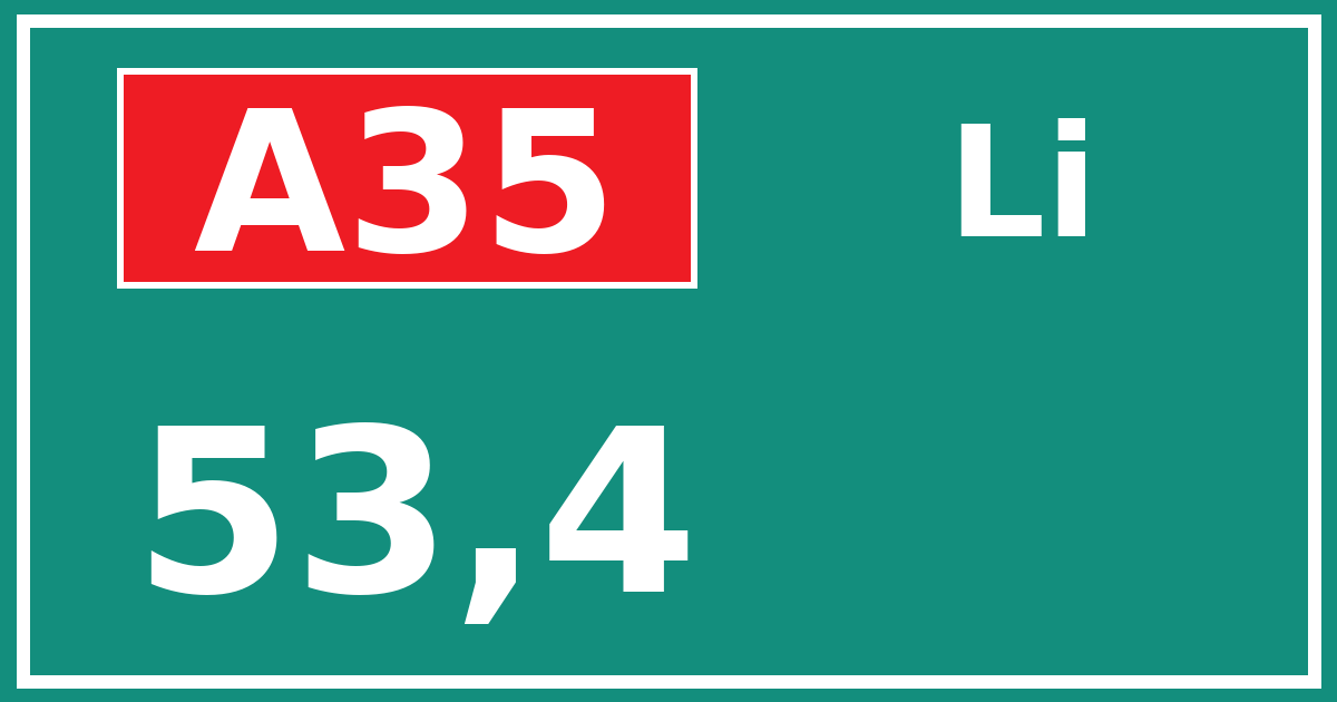 Hectometerbord A35 53,4 zijde Li