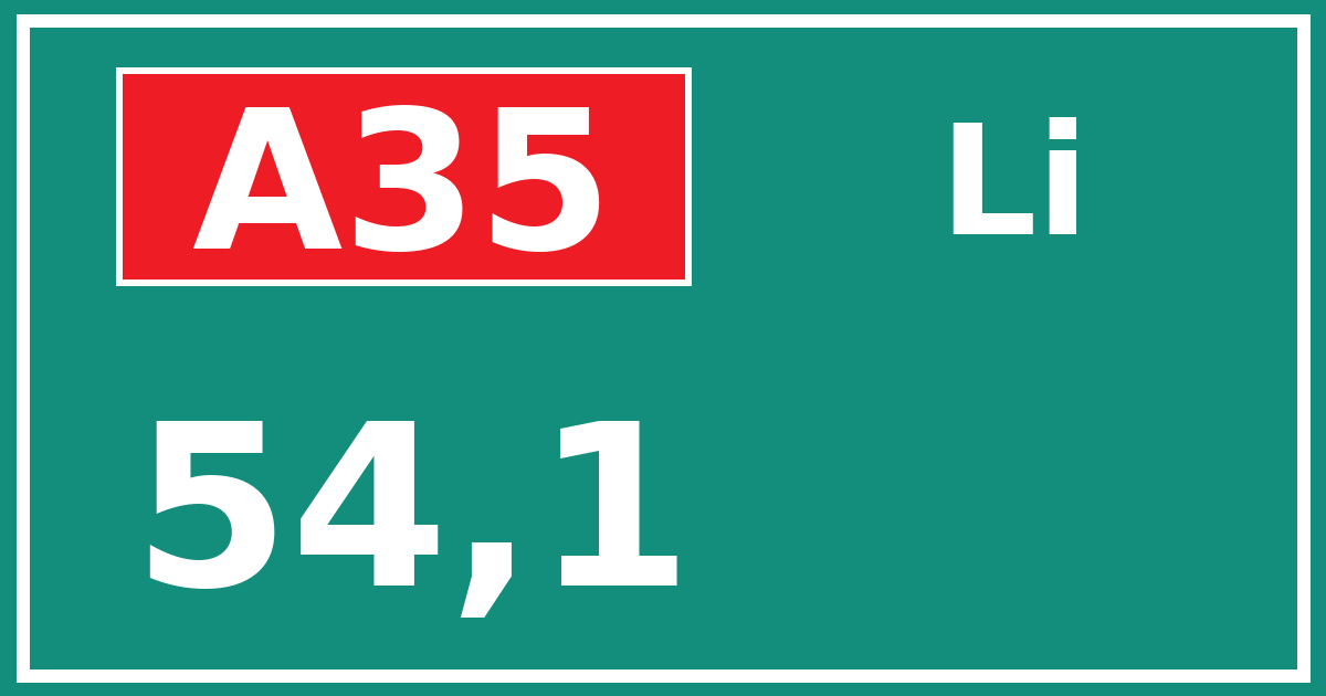 Hectometerbord A35 54,1 zijde Li