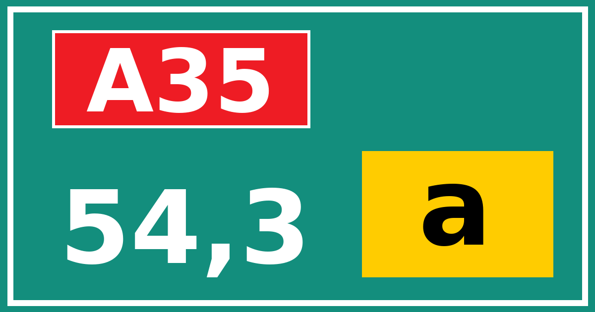 Hectometerbord A35 54,3 letter a