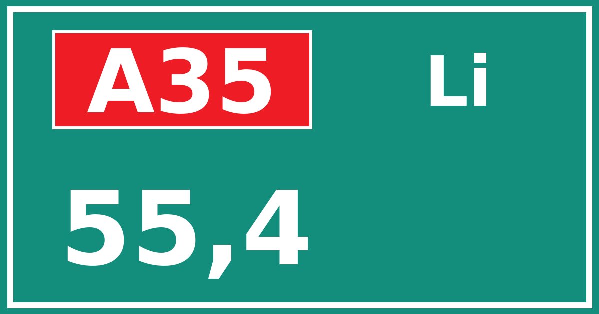 Hectometerbord A35 55,4 zijde Li