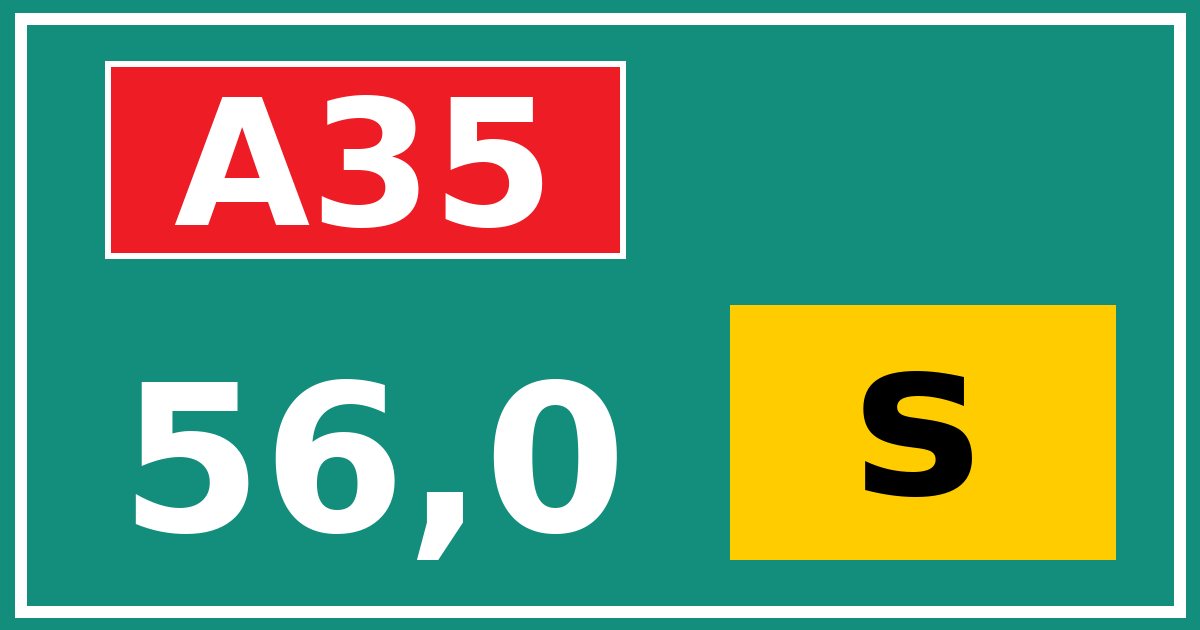 Hectometerbord A35 56,0 letter s