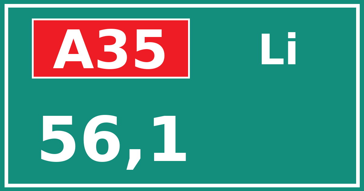 Hectometerbord A35 56,1 zijde Li