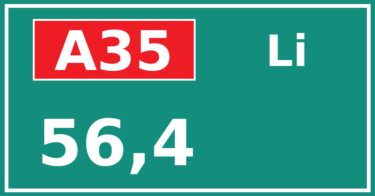 Hectometerbord A35 56,4 zijde Li