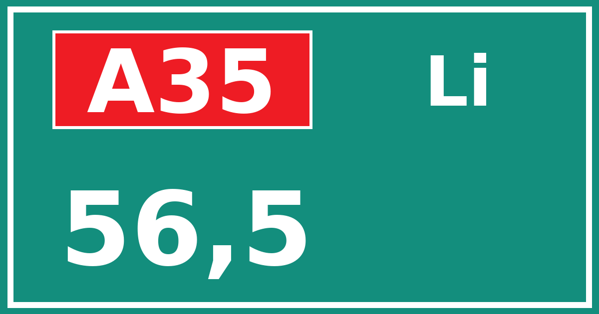 Hectometerbord A35 56,5 zijde Li