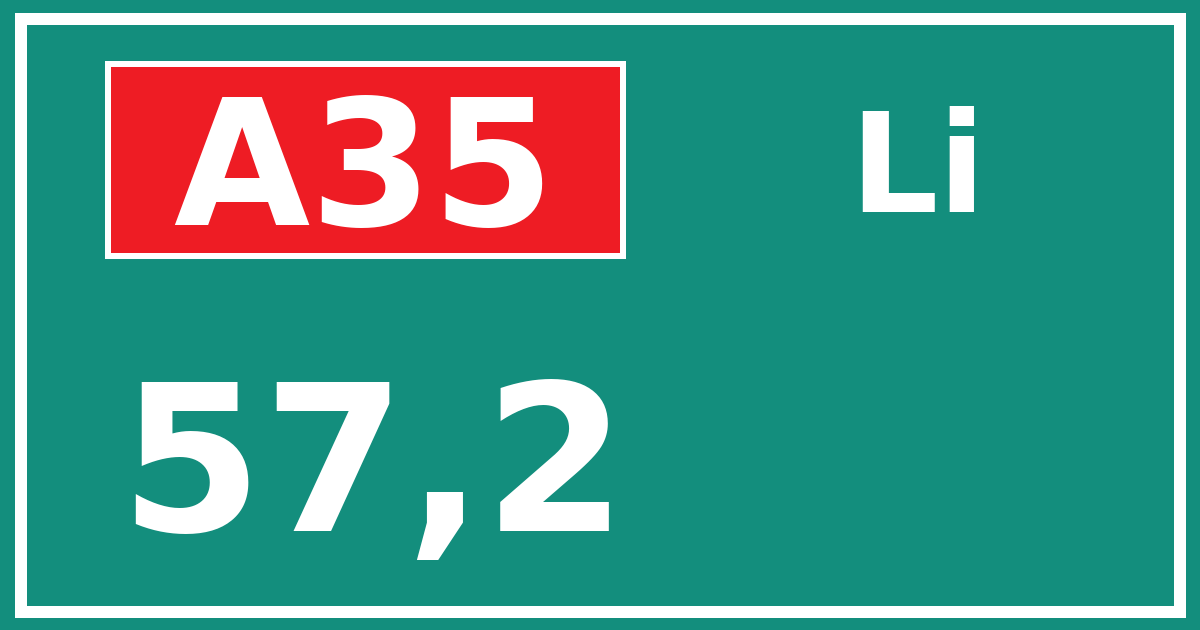 Hectometerbord A35 57,2 zijde Li