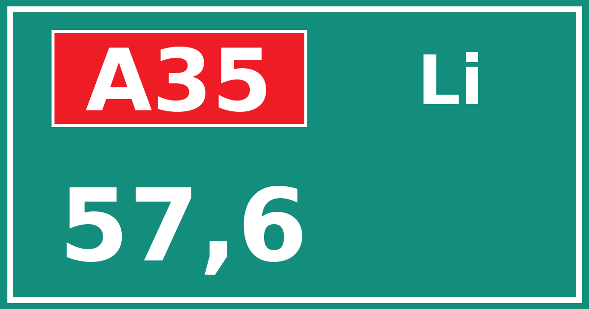 Hectometerbord A35 57,6 zijde Li
