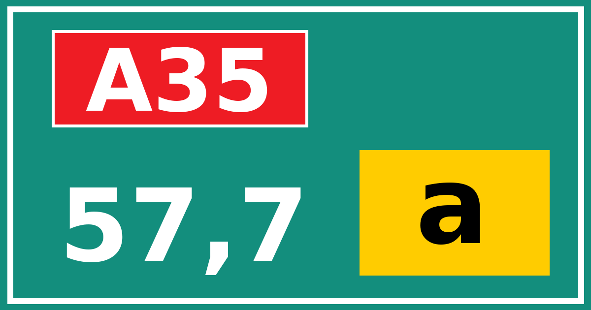 Hectometerbord A35 57,7 letter a