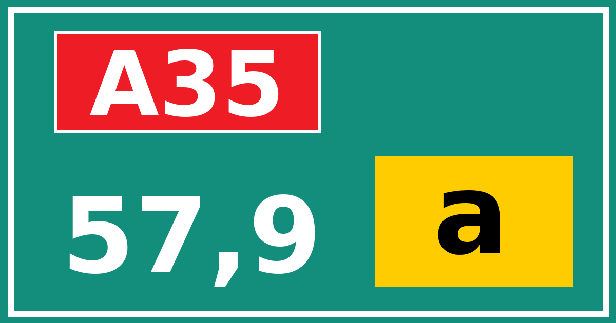 Hectometerbord A35 57,9 letter a