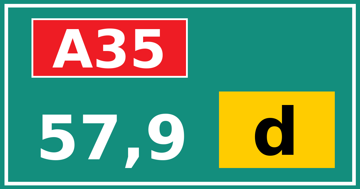 Hectometerbord A35 57,9 letter d