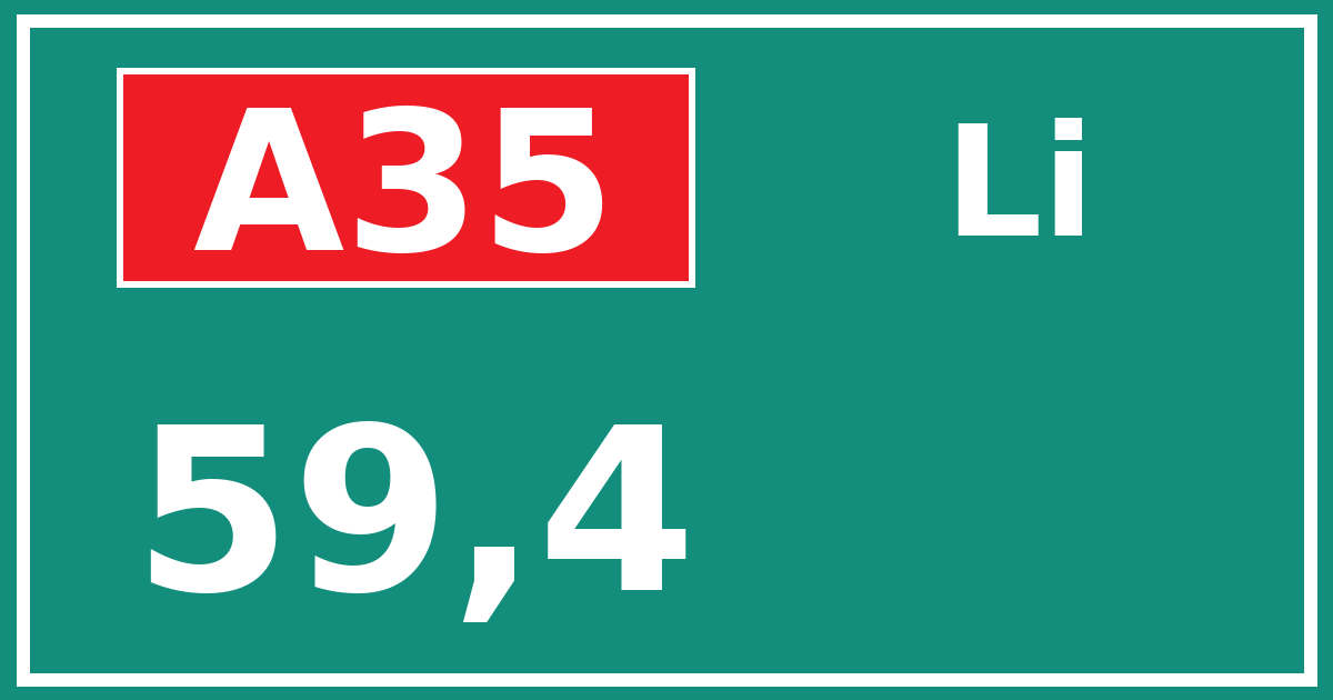 Hectometerbord A35 59,4 zijde Li
