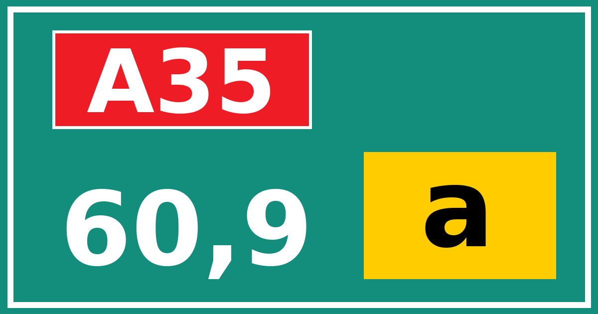 Hectometerbord A35 60,9 letter a