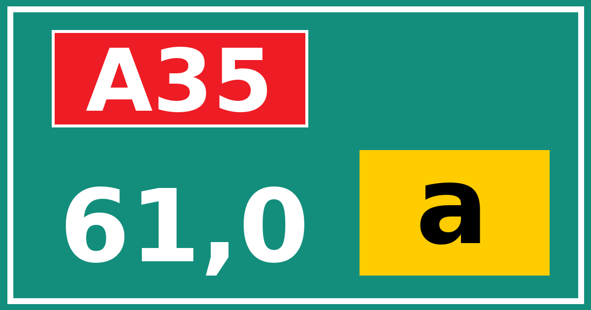 Hectometerbord A35 61,0 letter a