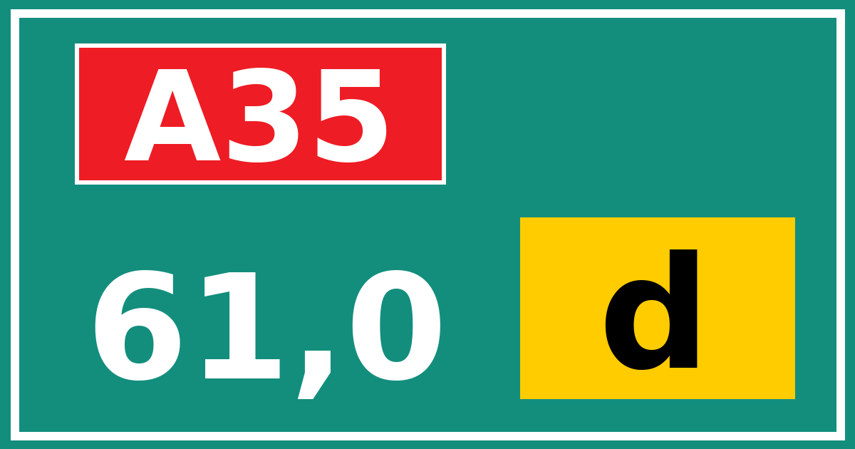 Hectometerbord A35 61,0 letter d