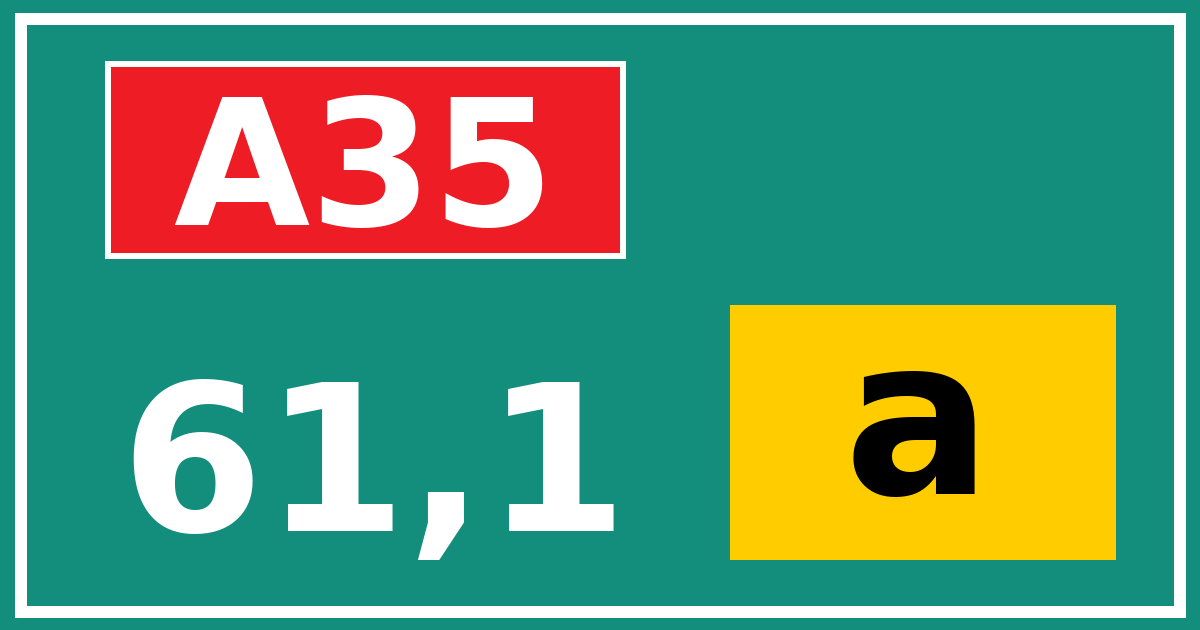 Hectometerbord A35 61,1 letter a