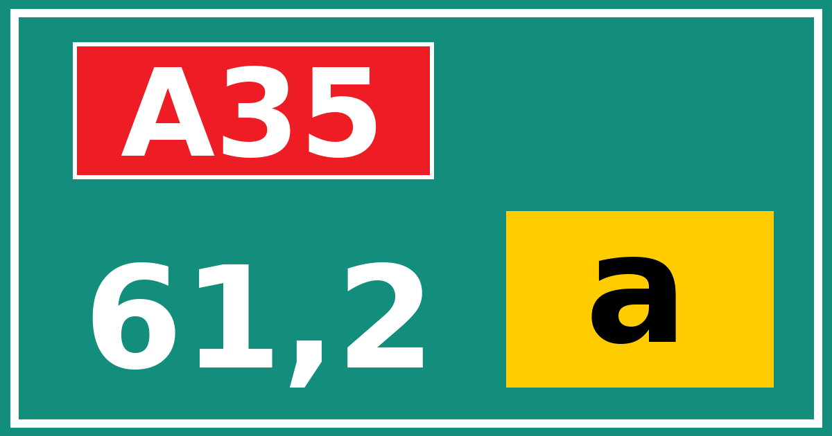 Hectometerbord A35 61,2 letter a