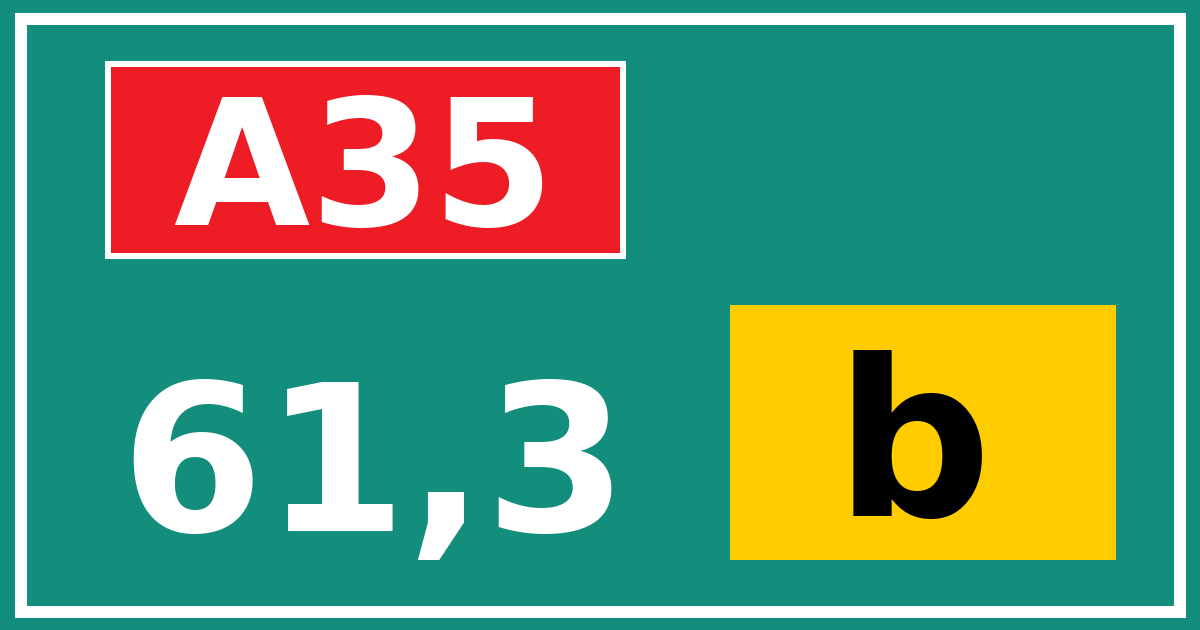 Hectometerbord A35 61,3 letter b