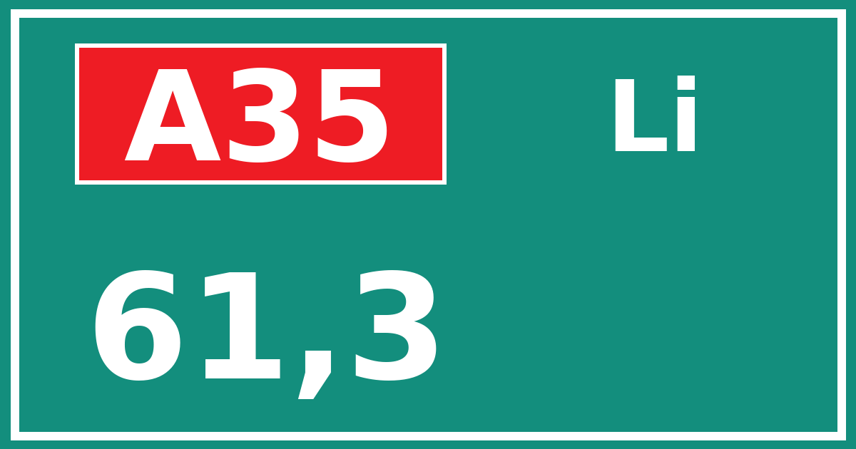 Hectometerbord A35 61,3 zijde Li