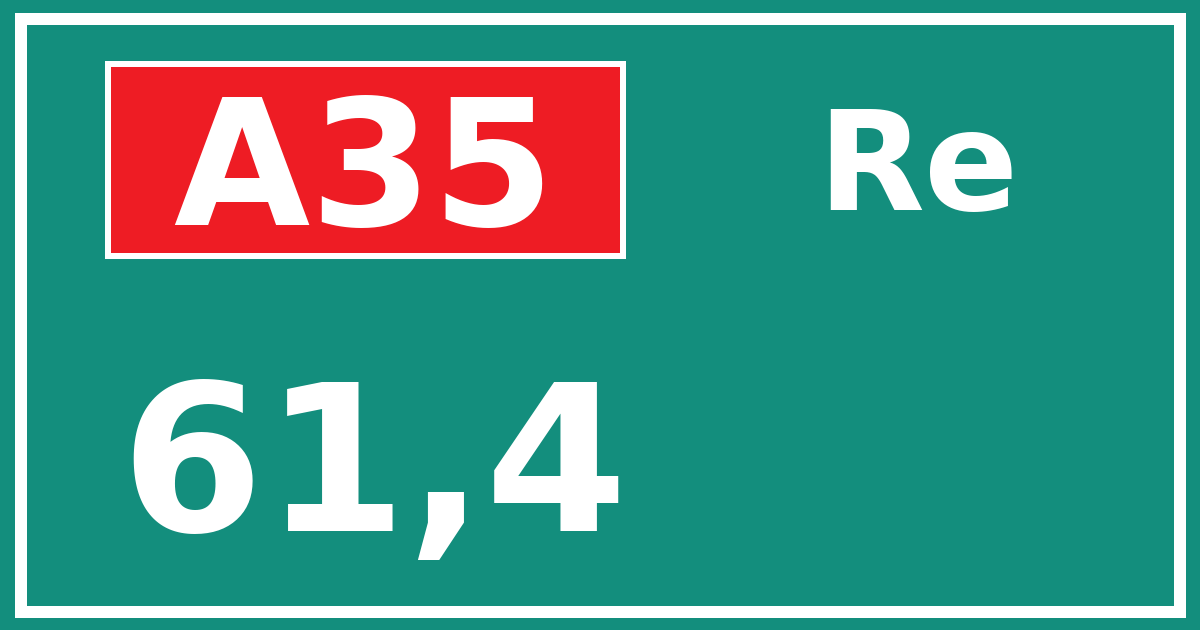 Hectometerbord A35 61,4 zijde Re
