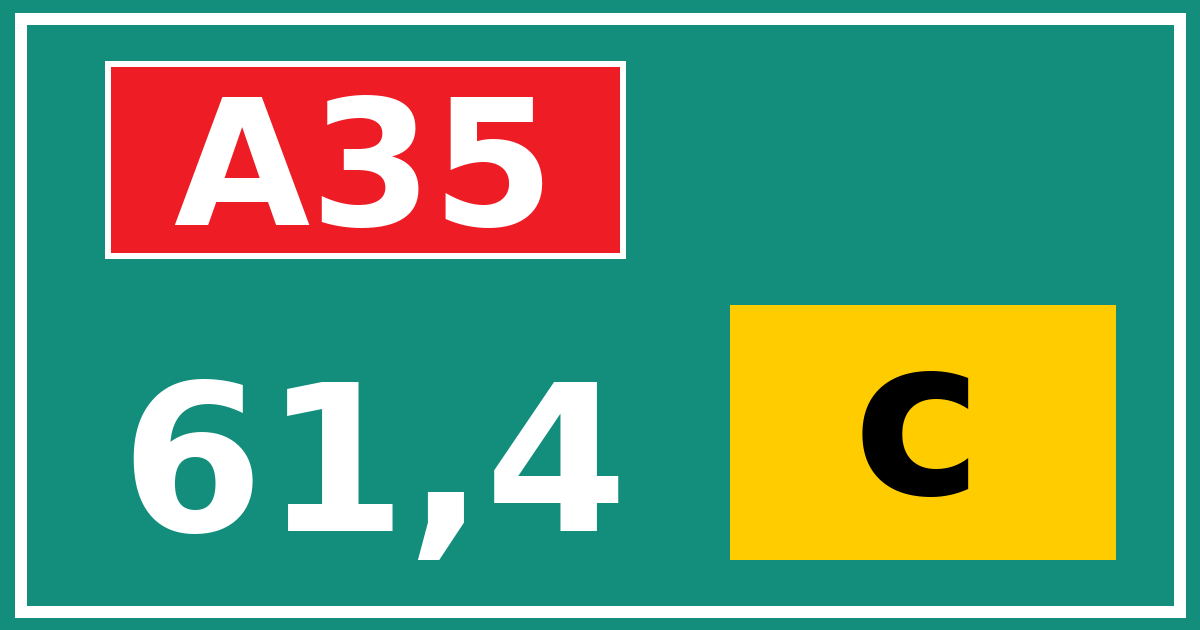Hectometerbord A35 61,4 letter c