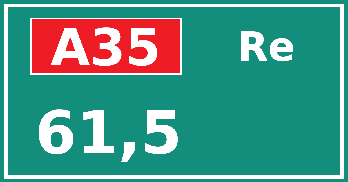 Hectometerbord A35 61,5 zijde Re