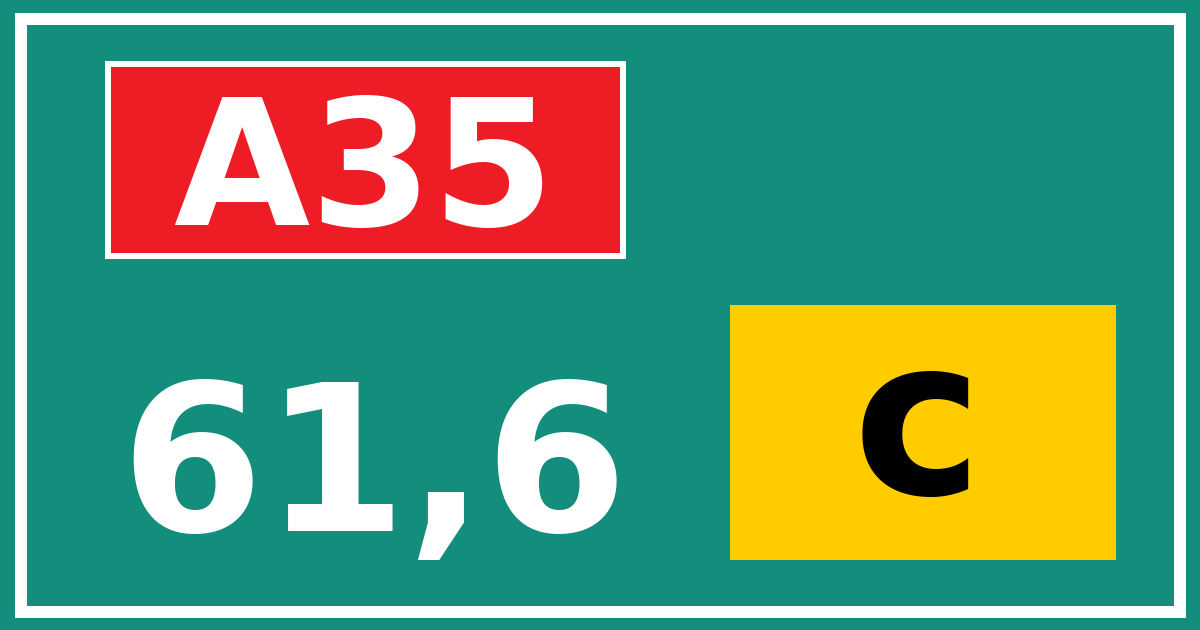 Hectometerbord A35 61,6 letter c