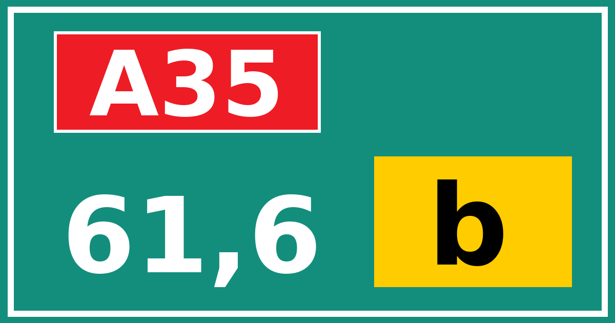 Hectometerbord A35 61,6 letter b