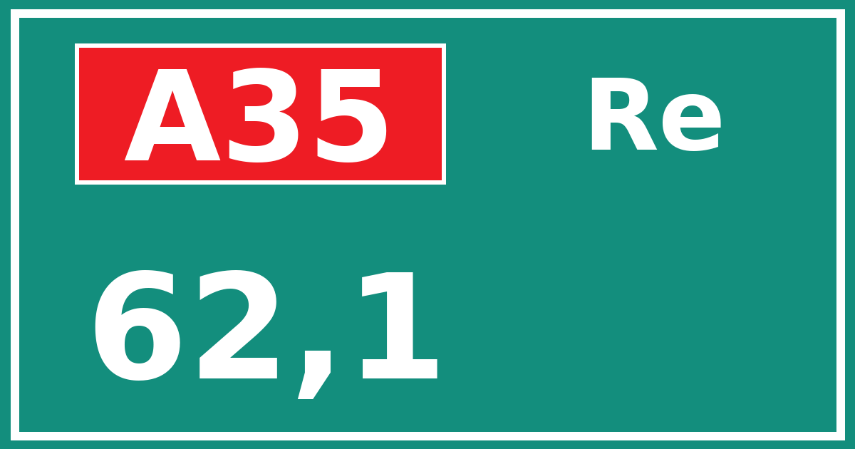 Hectometerbord A35 62,1 zijde Re