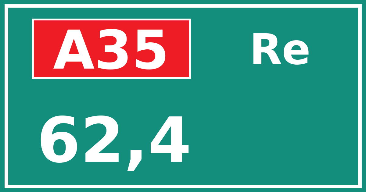 Hectometerbord A35 62,4 zijde Re