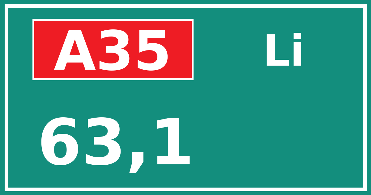 Hectometerbord A35 63,1 zijde Li