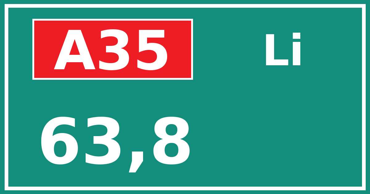 Hectometerbord A35 63,8 zijde Li