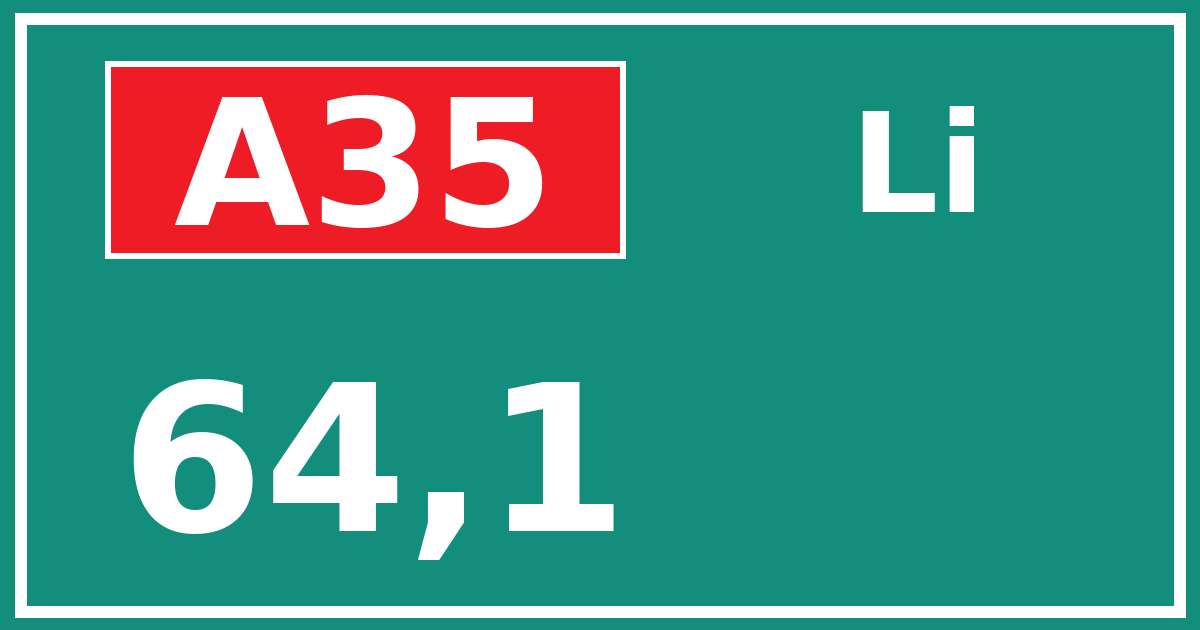 Hectometerbord A35 64,1 zijde Li
