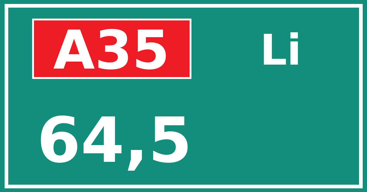 Hectometerbord A35 64,5 zijde Li