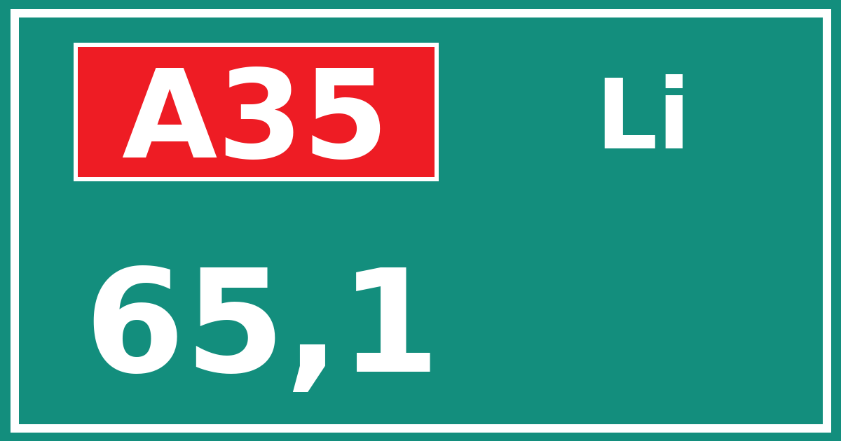 Hectometerbord A35 65,1 zijde Li