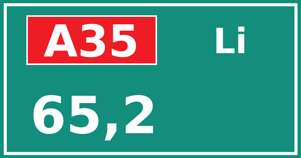 Hectometerbord A35 65,2 zijde Li