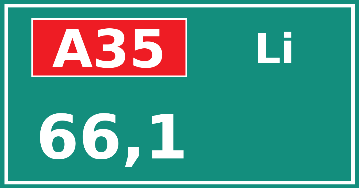 Hectometerbord A35 66,1 zijde Li