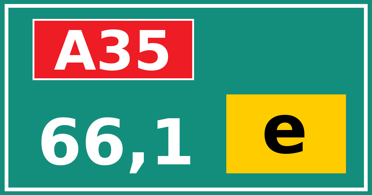Hectometerbord A35 66,1 letter e