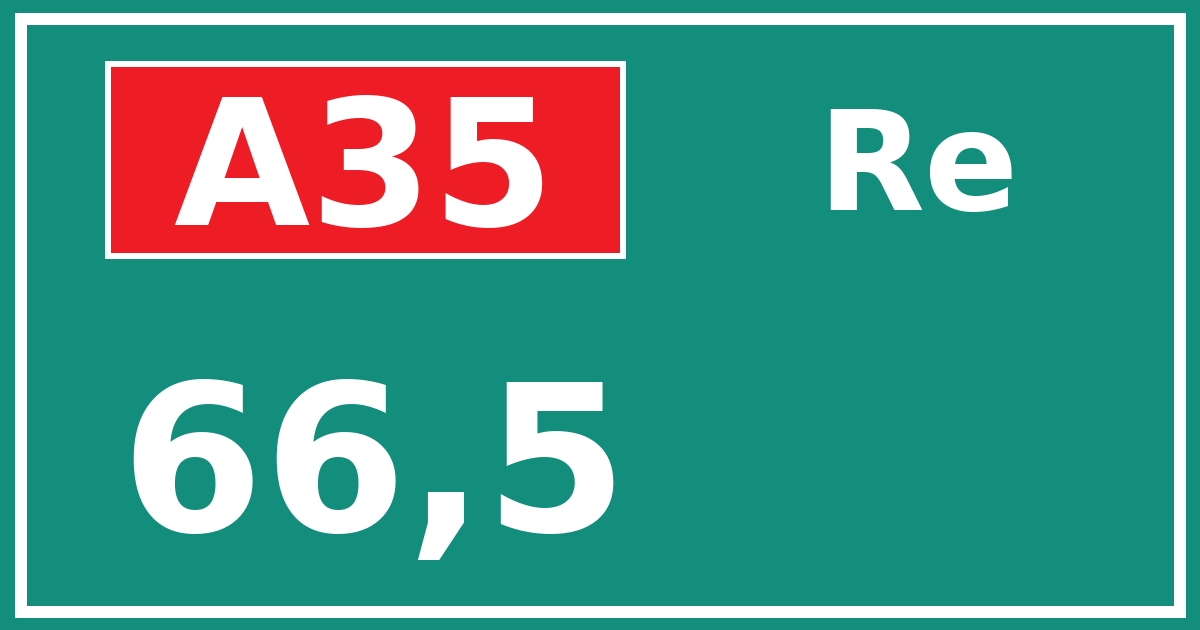 Hectometerbord A35 66,5 zijde Re