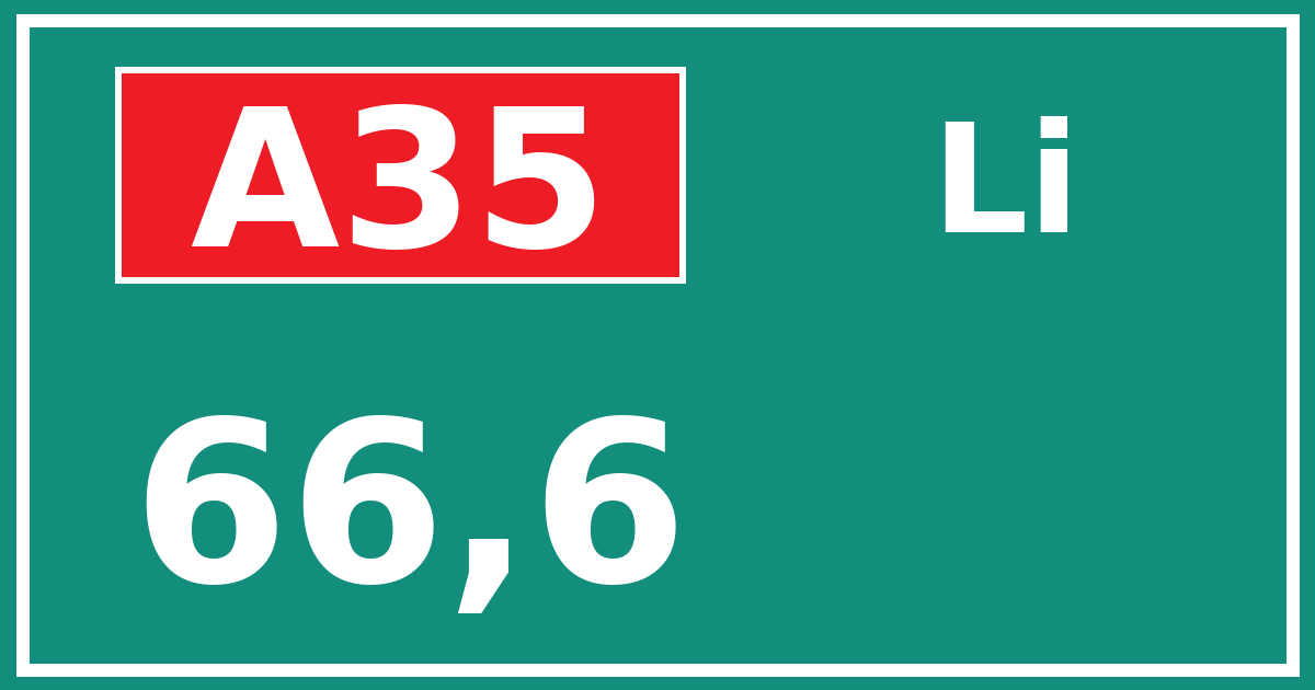 Hectometerbord A35 66,6 zijde Li