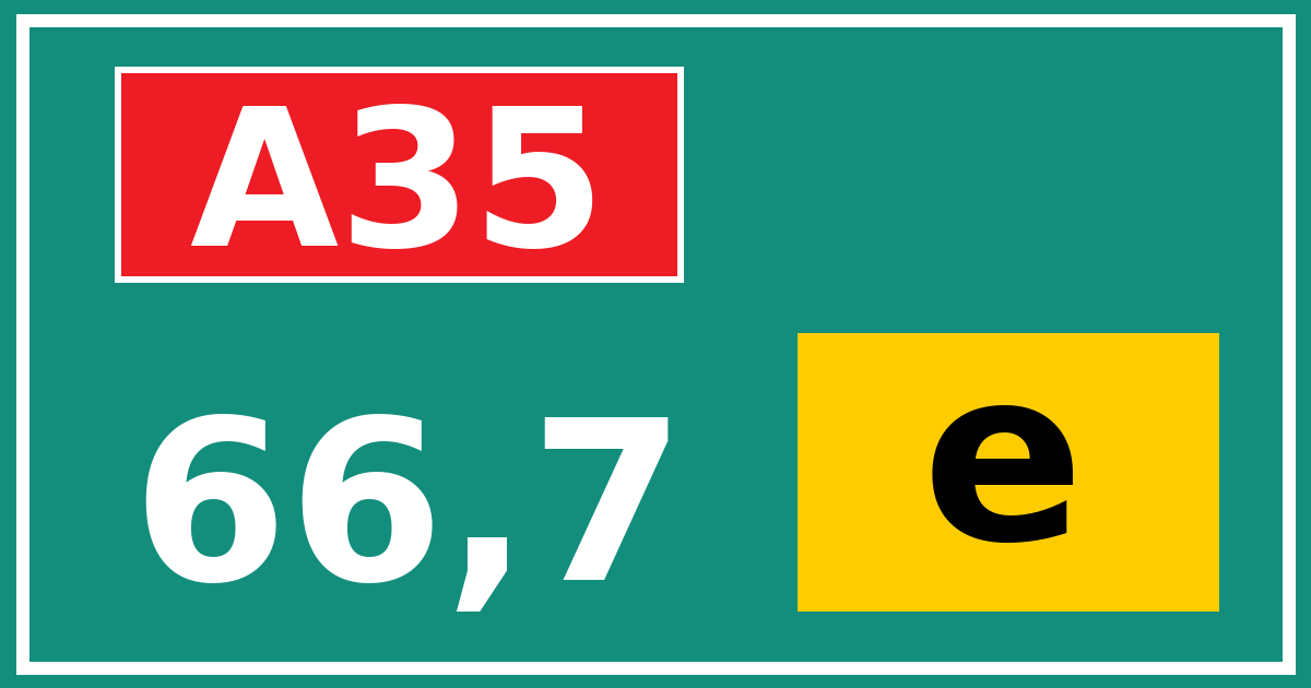Hectometerbord A35 66,7 letter e