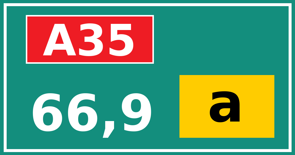 Hectometerbord A35 66,9 letter a