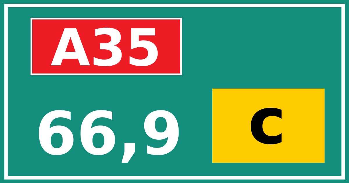 Hectometerbord A35 66,9 letter c
