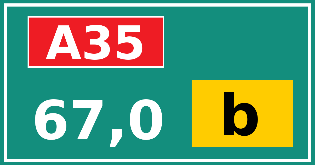 Hectometerbord A35 67,0 letter b