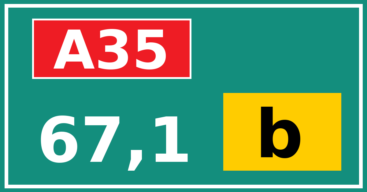 Hectometerbord A35 67,1 letter b