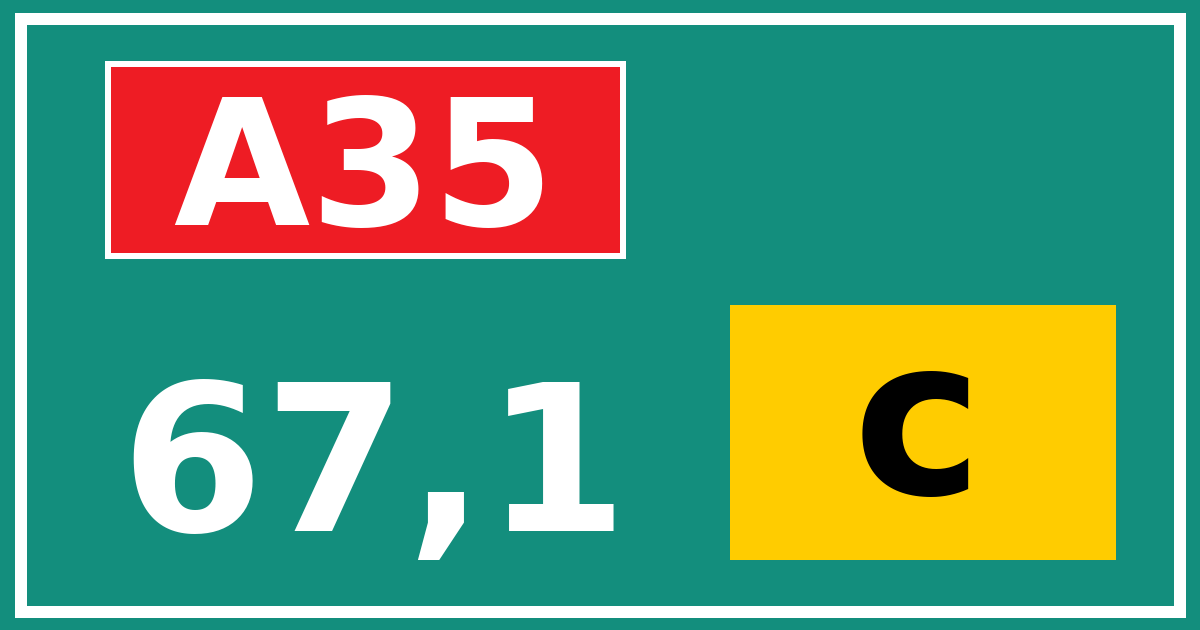 Hectometerbord A35 67,1 letter c