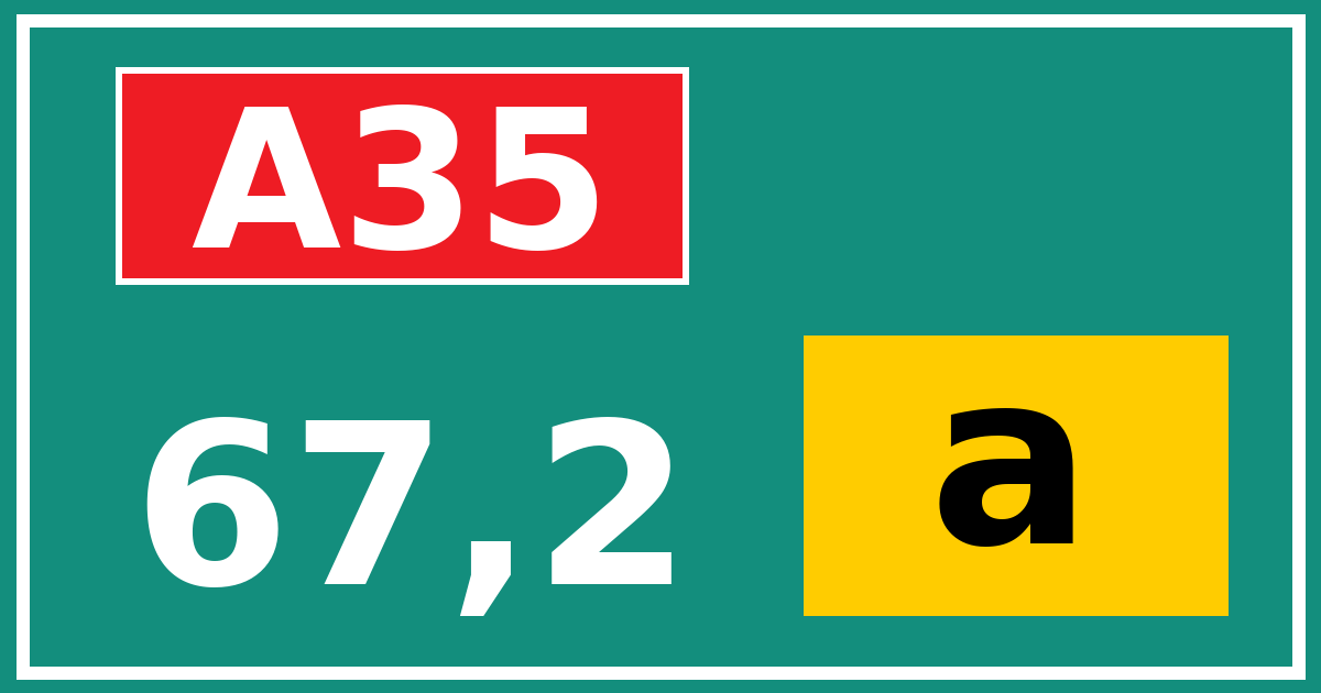 Hectometerbord A35 67,2 letter a