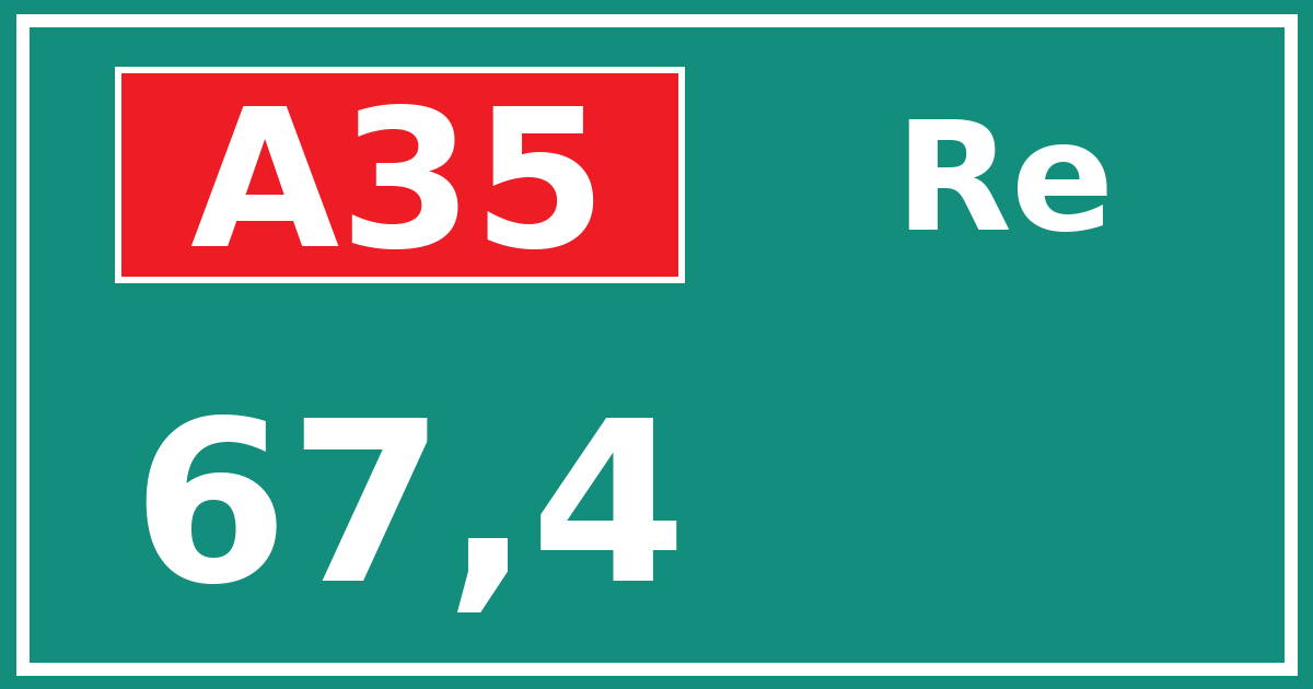 Hectometerbord A35 67,4 zijde Re
