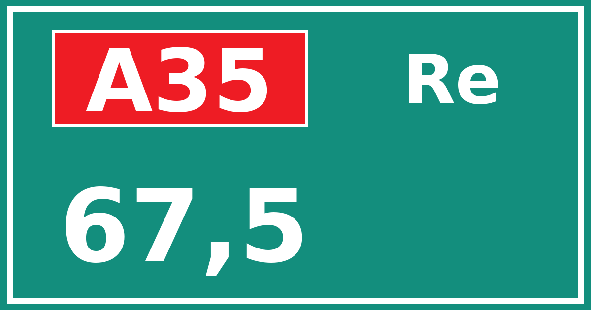 Hectometerbord A35 67,5 zijde Re