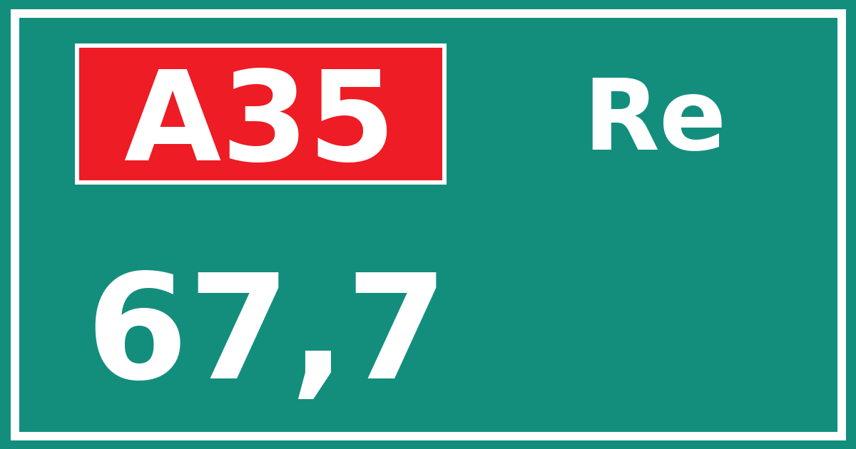 Hectometerbord A35 67,7 zijde Re